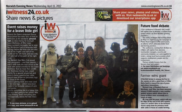 Featured in The Norwich Evening newspaper 11th April 2012