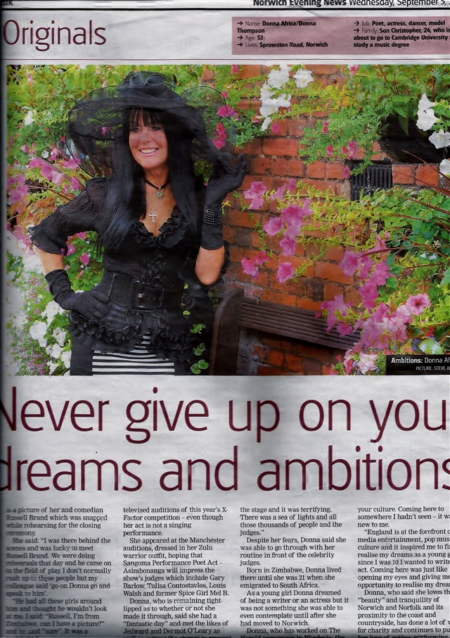 My Full page feature in Norwich evening News Repoter Peter Walsh 5th Sept 2012