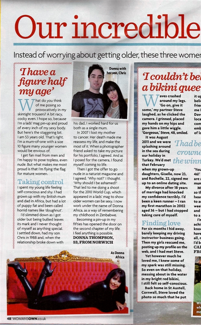 I ma featured in woman's owm magazine how my body found me fame page 48 29 April 2012