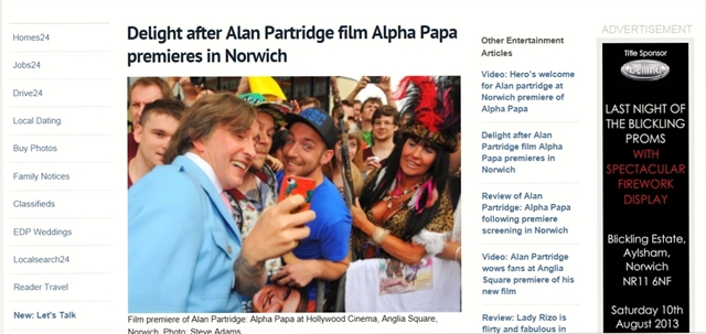 Eastern Daily Press, Alan Partride and I Zulu Warrior 24th July 2013