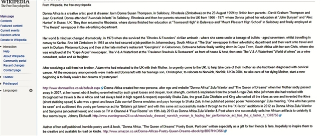 Donna Africa Wikipedia profile