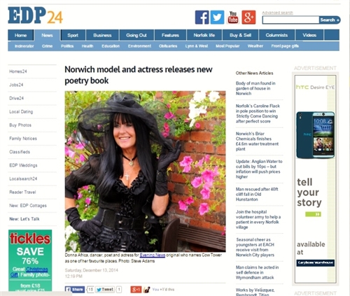 My New Poetry Ebook featured in Norwich Evening News 14th Dec 2014