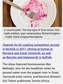 In Media EDP24 5th August 2021 https://www.edp24.co.uk/news/five-times-tv-series-have-visited-norfolk-filmed-8214656