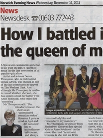 How I battled it out with Anne Robinson on TV! Norwich Evening News 14th Dec 2011