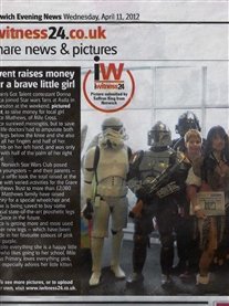 Norwich Star Wars Club & I  raised monies for the Grace Matthews Fund at ASDA 7th April 2012