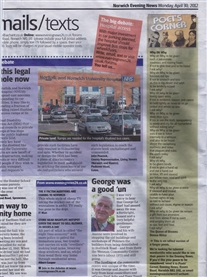 My Poem published in Norwich Evening News, thanks Pete 30th April 2012