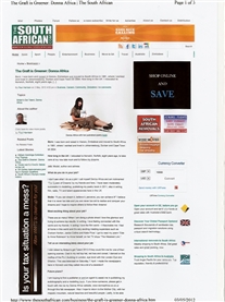 I am featured in the South African Newspaper and website 2nd May 2012
