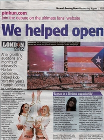 Norwich Evening News 1st Aug 2012 http://www.eveningnews24.co.uk/sport/olympics/norwich_woman_s_pride_at_taking_part_in_opening_ceremony_at_london_2012_olympics_1_1464941