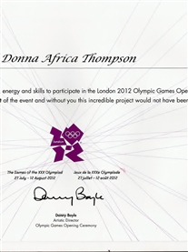 My thank you Certificate from Artistic Director, Danny Boyle, of 