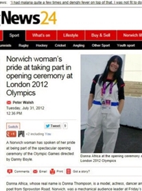 Norwich Evening News about my participation in the London2012 Olympic Games 2012