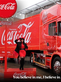 I pose with the famous Coca-Cola Christmas Truck Norwich 15th Dec 2013