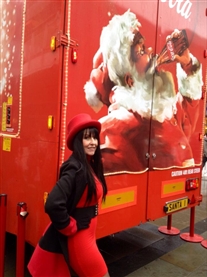 Me with my red top hat pose with the famous Coca-Cola Christmas Truck Norwich 15 Dec 2013