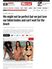 Me featured in my bikini in Daily Mirror 24 July 2015